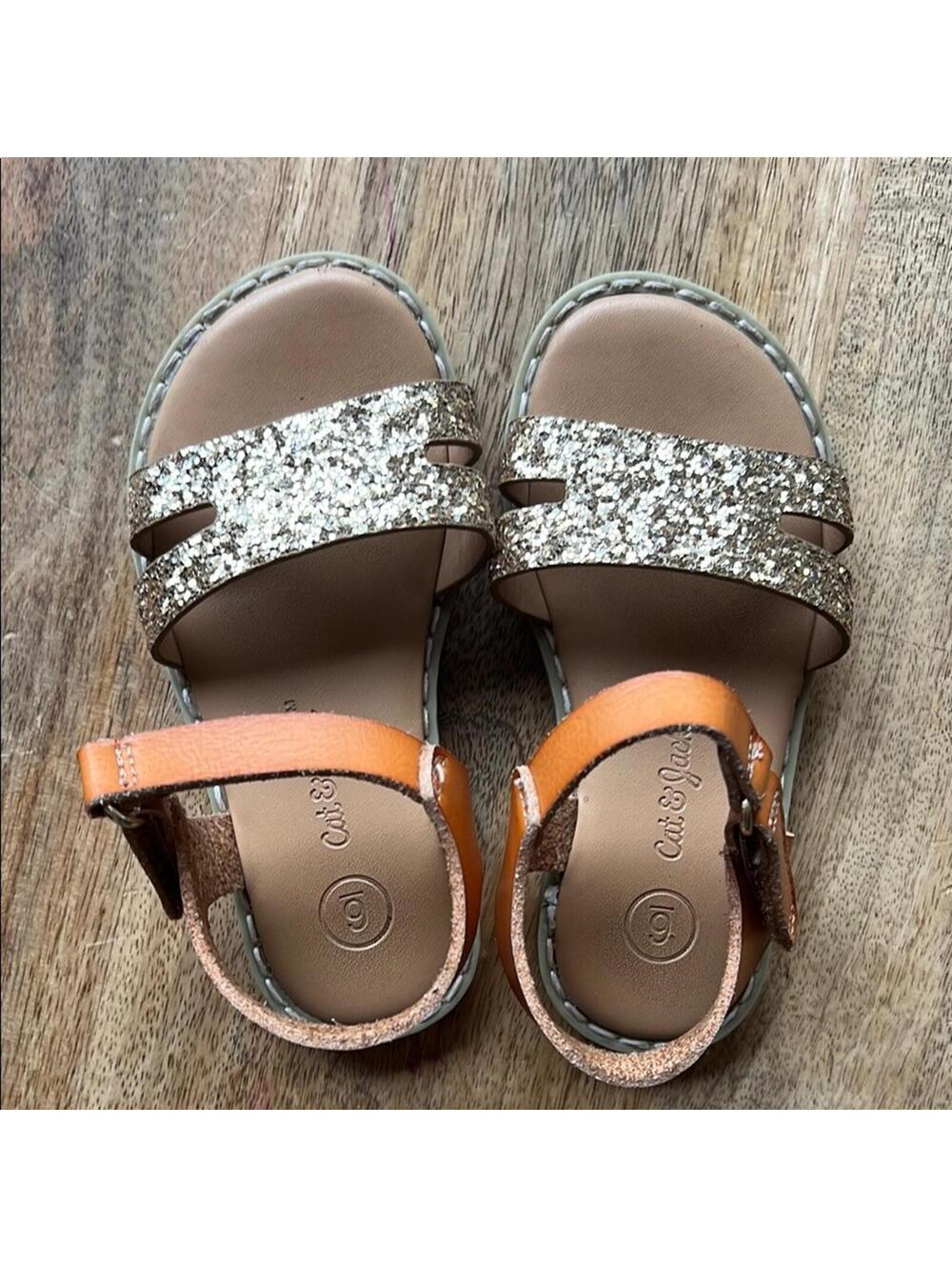 Cat & Jack Glitter Strap Toddler Girl's Sandals Size 6 Summer Play Dress-up Boho